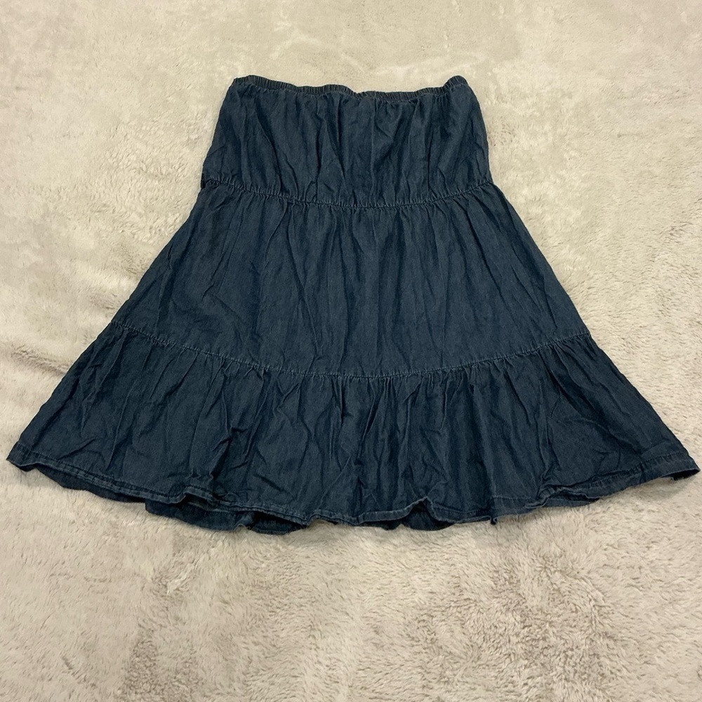 VINTAGE Y2K Wet Seal Denim Tiered Tube Top  XL